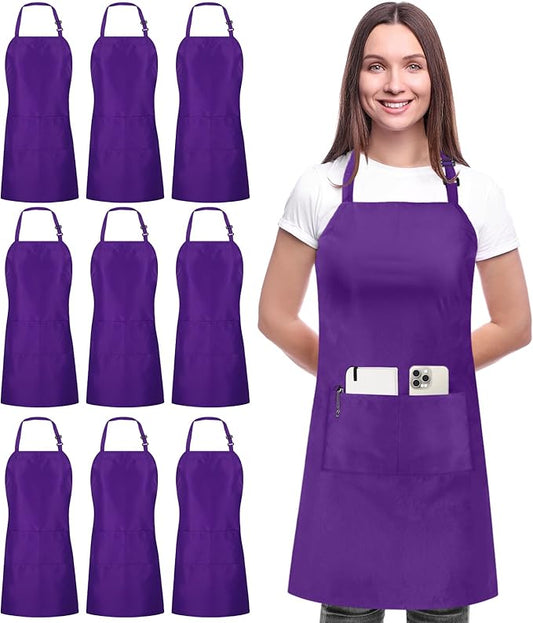 Utopia Kitchen 10 Pack Bib Apron Adjustable with 2 Pockets, Water and Oil Resistant, Cooking Kitchen Chef Apron for Women Men by UTOPIAKITCHEN