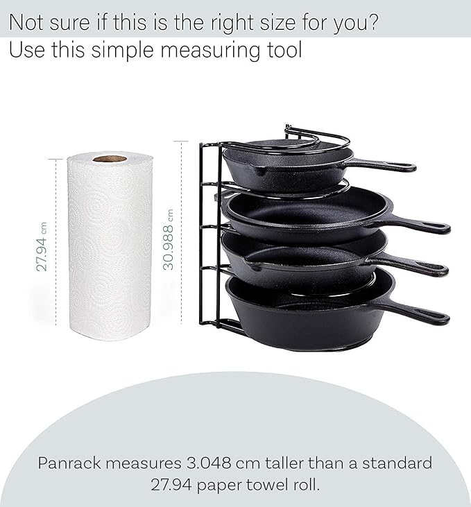 Cuisinel Heavy Duty Pots and Pans Organizer Rack - 12.2"-Inch Tall - 5 Tier Rack - Holds 50 LB - Cast Iron Skillets, Griddles, Shallow Cookware - Space Saving Kitchen Storage - No Assembly Required - Image 7
