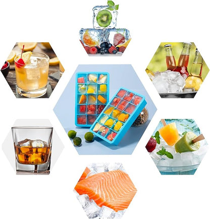 2 Pack Ice Cube Trays, ZDPMK Silicone Easy Release Flexible Molds 15 Ice Cubes Tray for Freezer，Cocktail，Whiskey，Reusable & BPA Free - Image 5
