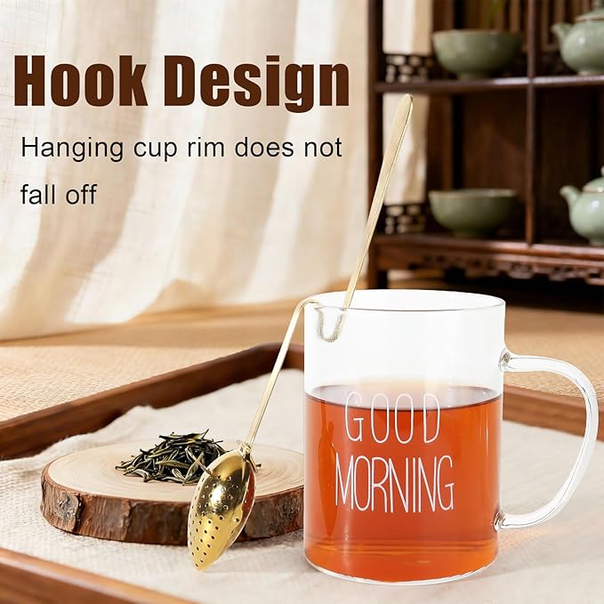 Tea Infuser Spoon for Loose Leaf Tea - Stainless Steel with Long Handle and Fine Mesh Filter, Reusable Easy to Clean Tea Accessories for Tea Lovers