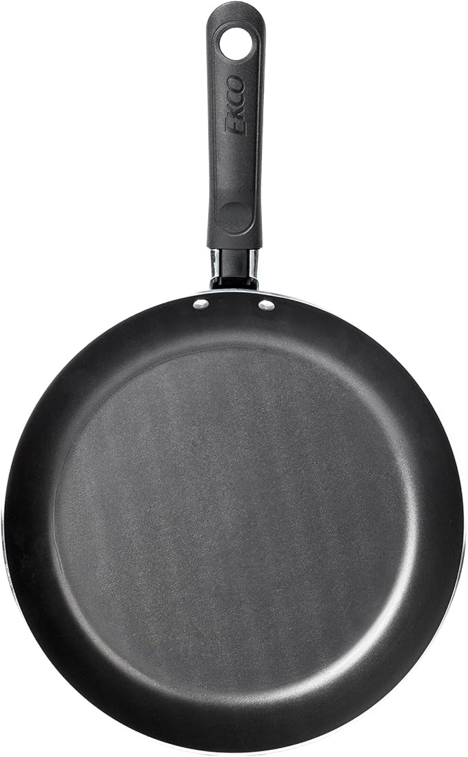 Ekco 3-Piece Frying Pan Set (7.1, 7.9 & 9.4 IN) For all Stovetops, Dishwasher Safe - Lightweight Aluminum Skillets, Non-Stick & Riveted Bakelite Handle (Hippie Chick Red & Blue) PFOA & PTFE Free