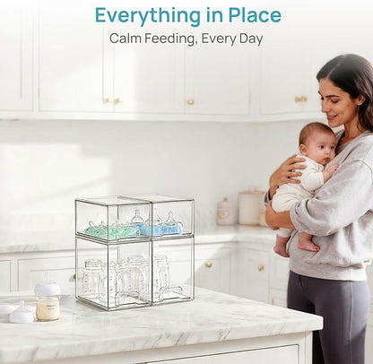 Vtopmart 4 Pack Baby Bottle Organizer Set, Stackable Storage Drawers Ideal for Kichen Countertop, Vanity, Bathroom, Cabinet, Pantry Organization - Image 5