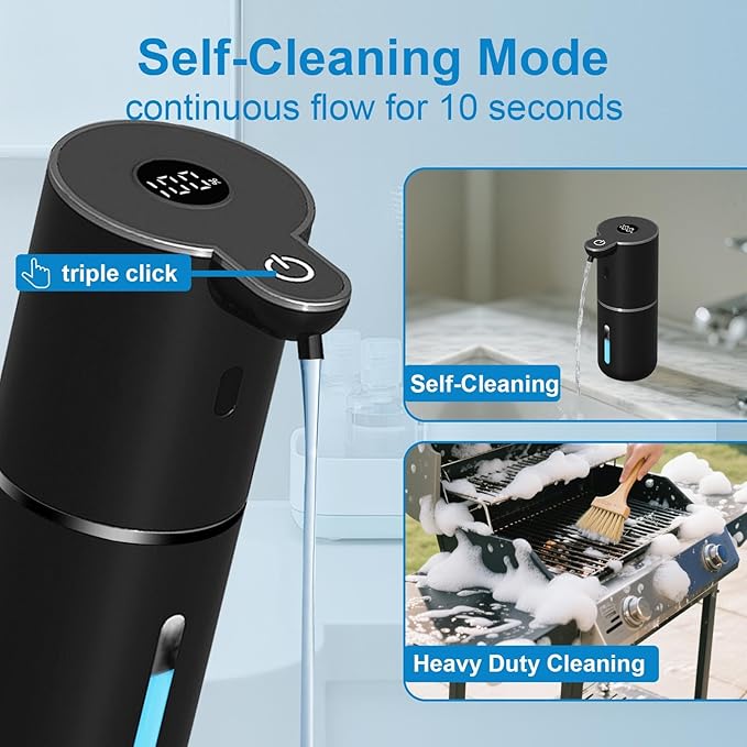 OHIFAST Automatic Liquid Soap Dispenser Touchless, USB Rechargeable Smart Hand Soap Dispenser, 6-Level Adjustable, 12.8oz/380mL, Compatible with Thick Thin Dish Soap for Bathroom Kitchen-Black - Image 5