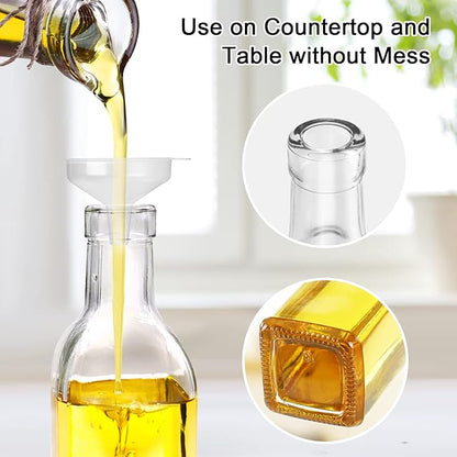 GMISUN Olive Oil Dispenser And Vinegar Bottle 3 Pack 17oz, For Kitchen, Glass Cooking Oil Container Cruet with Pourer Spout, Funnel And Labels, Clear - Image 6