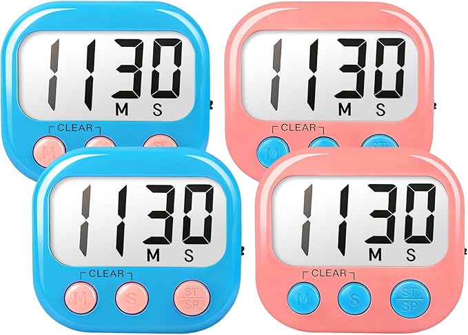 Classroom Timers for Teachers Kids Large Magnetic Digital Timer Teacher Supplies 4 Pack-Blue Pink by AOUCE