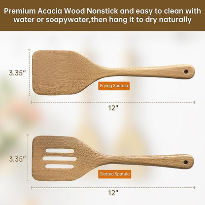 2 Pcs Wooden Cooking Utensils Set ，Wooden Spoons for Cooking, - Image 2