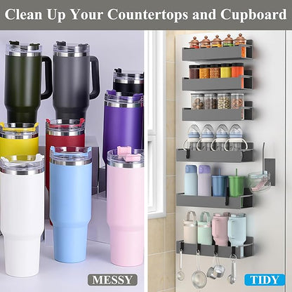 HuggieGems Magnetic Water Bottle Holder for Refrigerator, Cup Holder Organizer for Stanley and Tumbler for Kitchen, 6 Pack, Dark Gray - Image 5