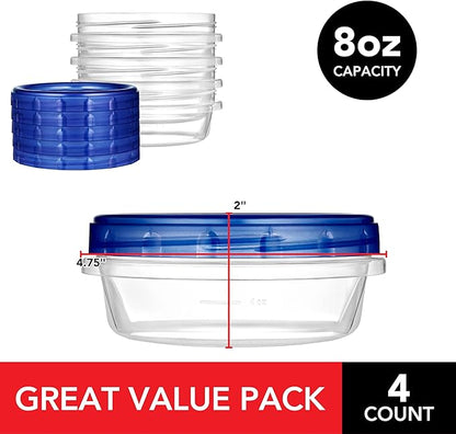 Stock Your Home 8oz Plastic Containers with Twist Top Lids (4 Pack), 1 Cup Small Freezer Containers for Leftover Food, Airtight Reusable Soup Containers with Lids, Microwave and Dishwasher Safe - Image 2