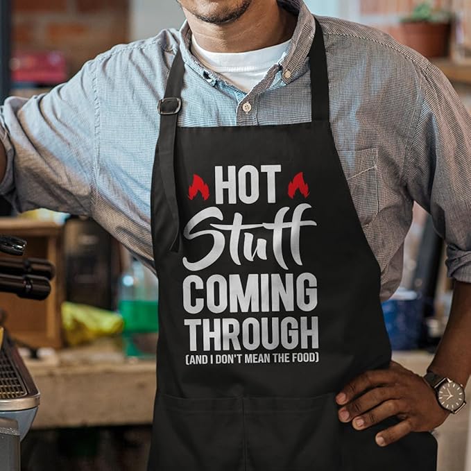 SANDJEST Funny Mens Aprons with Pockets for BBQ Grilling Cooking Grandpa Husband Apron for Birthday Christmas Father's Day
