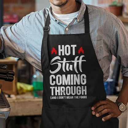 SANDJEST Funny Mens Aprons with Pockets for BBQ Grilling Cooking Grandpa Husband Apron for Birthday Christmas Father's Day