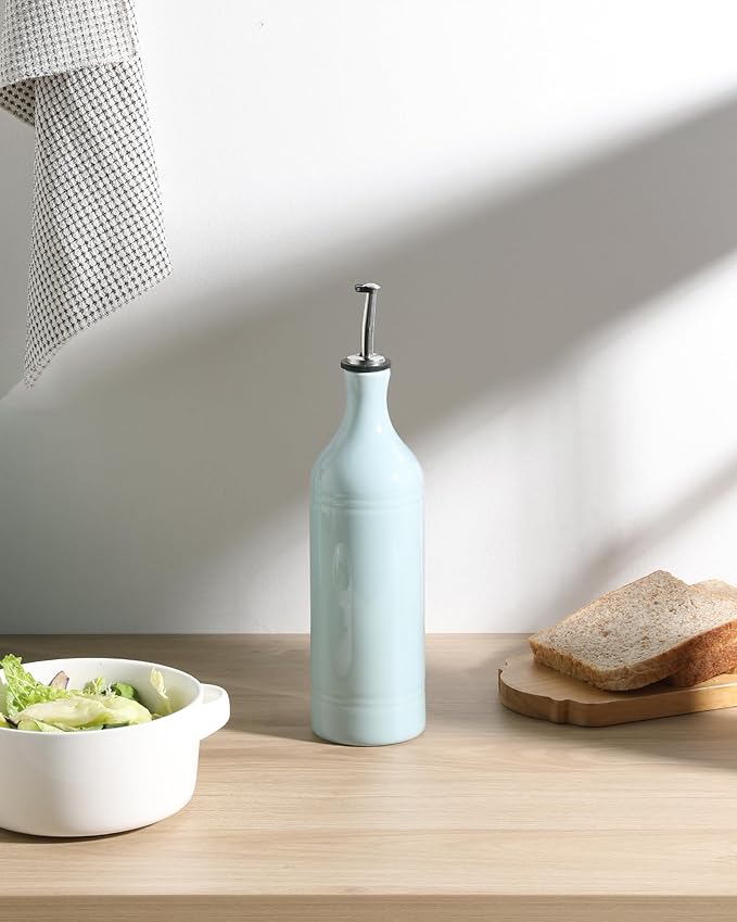 Sweejar Large Ceramic Olive Oil Dispenser Bottle, Opaque Oil Cruet Protects to Reduce Oxidation, Suitable for Storage Vinegar, Soy Sauce & Other Liquids, Pack of 1, 24 Fl Oz(Light Blue) - Image 5