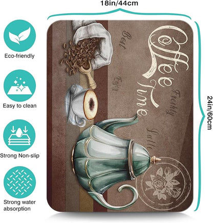 Coffee Mat 24inx18in,Coffee Bar Mat for Countertops,Absorbent Hide Stain Anti-Slip Coffee Bar Accessories Fit Under Coffee Machine Mat,dish drying mats for kitchen