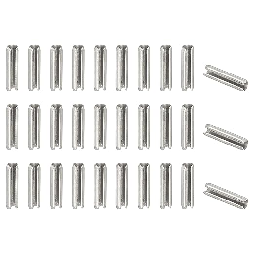 PATIKIL Slotted Spring Pin, 50 Pcs 3/32" x 3/8" (2.7mm x 10mm) 304 Stainless Steel Split Roll Pins Spring Dowel for Home Improvement Automotive Machine Repair, Silver