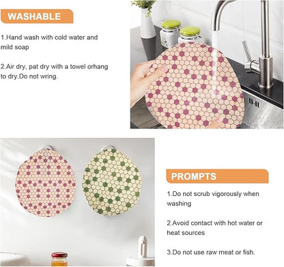 Reusable Bowl Covers for Bread Proofing（2 Large）- Cotton Beeswax Bowl Covers Reusable with Elastic Rim, Sourdough Bowl Cover for Food Storage and Food Preservation (10INCH) (honeycomb)
