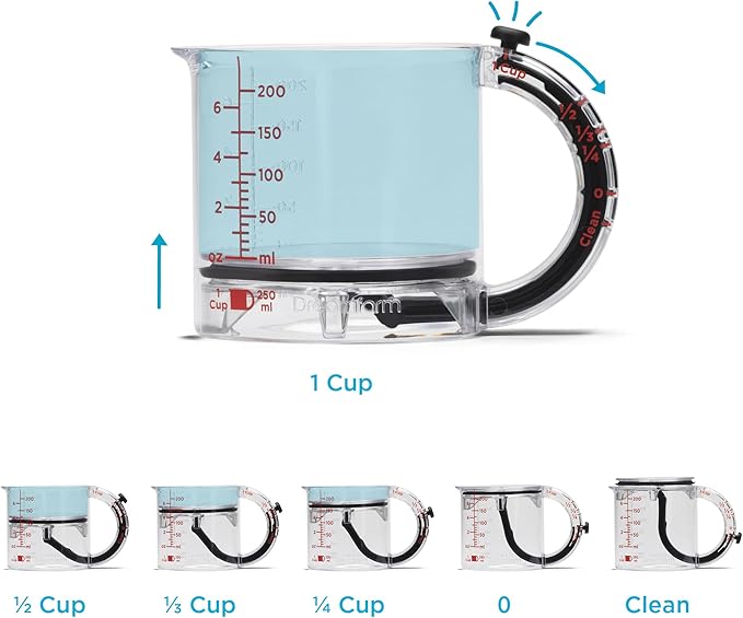Dreamfarm Upcup All-in-1 Adjustable Measuring Cup, Metric & Imperial Measurements up to 1 Cup - Black/Clear - Image 9