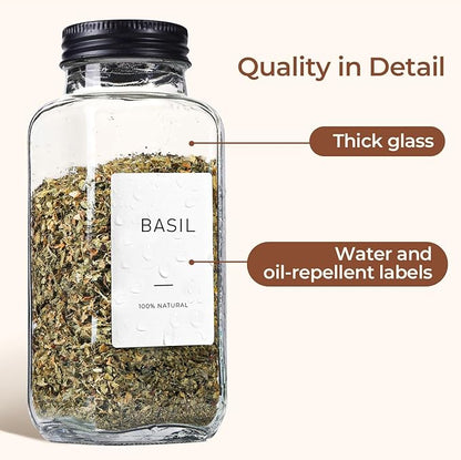 ComSaf Large Spice Jars, 6Pcs 8 oz glass spice bottle with lids, Empty Spice Containers and Square Spice Bottles, Trial Set & Supplement Set for Kitchen and Seasoning - Image 4