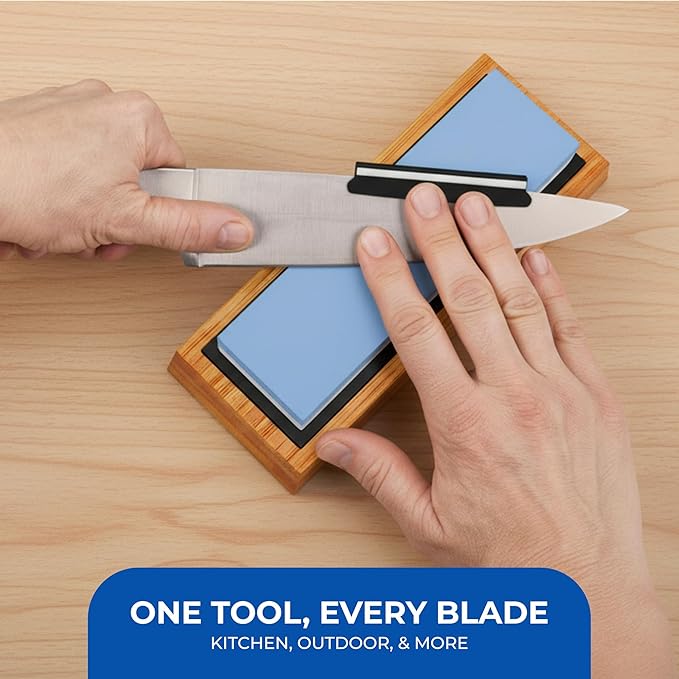 Sharp Pebble Premium Whetstone Knife Sharpening System – 1000/6000 Grit Whetstone Knife Sharpener & Honing Kit with Angle Guide & Non-Slip Bamboo Base – Guided Beginner Instructions - Image 5