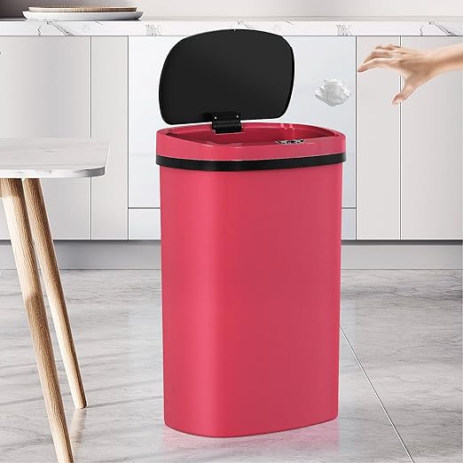 13 Gallon Trash Can | 50L Sensor Automatic Kitchen Trash Can with Lid | Touchless Garbage Bin Odor-Control for Kitchen, Office, Bedroom, Living Room (1 Pack, Red) - Image 9