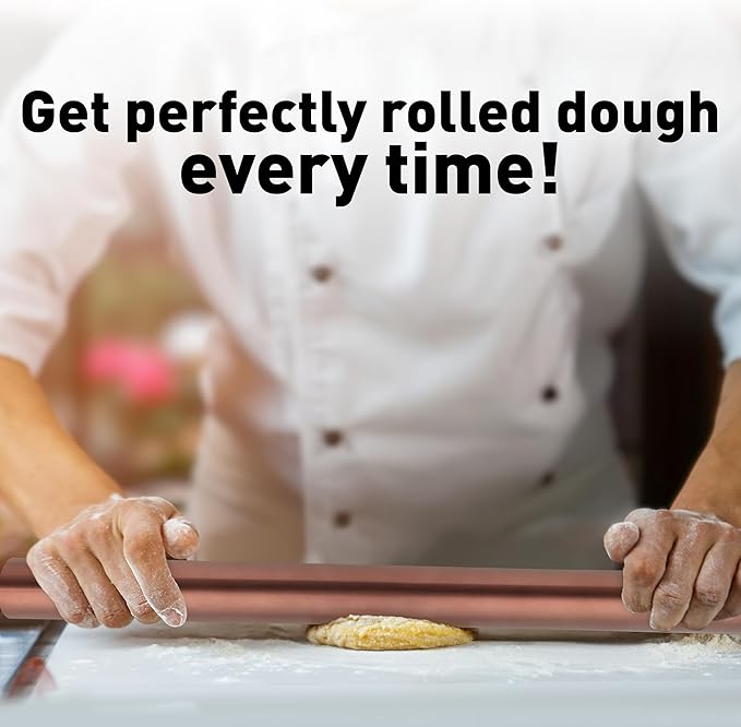 Zulay Kitchen 15.9 inch Professional Stainless Steel Rolling Pin - Lightweight Metal French Rolling Pin - Perfect for Baking, Fondant, Pizza Dough Roller, Dumpling - Copper - Image 2