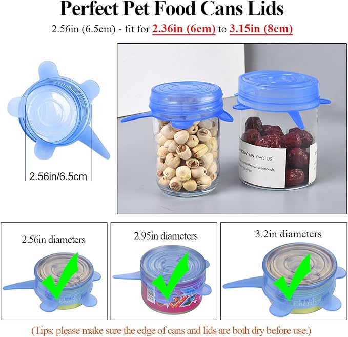 Silicone Can Lids (10 Pack, All 2.6'' Diameter), Reusable Silicone Stretch Lids for Pet Food Cans, BPA-free Seal Can Covers for Yogurt Jars Soda Regular Mason Jars Canned Pet Foods