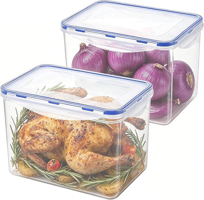 KIGI Large Food Storage Containers with Airtight Lids, BPA free Plastic, Leakproof, 4 Sided Locking Lid, 17.7 Cup, 143oz, 4 Piece Set,