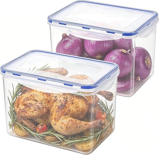 KIGI Large Food Storage Containers with Airtight Lids, BPA free Plastic, Leakproof, 4 Sided Locking Lid, 17.7 Cup, 143oz, 4 Piece Set,
