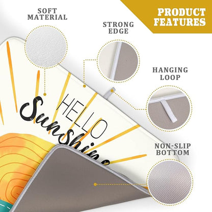 Summer Seaside Sunset over Sea Dish Drying Mat for Kitchen Counter,Hello Sunshine Drying Mat 18 x 24 Inch with Absorbent Reversible Microfiber Drying Pad for Coffee Bar - Image 4