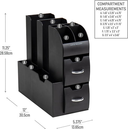 Mind Reader Cup and Condiment Station, Countertop Organizer, Coffee Bar, Kitchen, Stirrers, 5.35"W x 11.25"L x 11.15"H, Black - Image 3