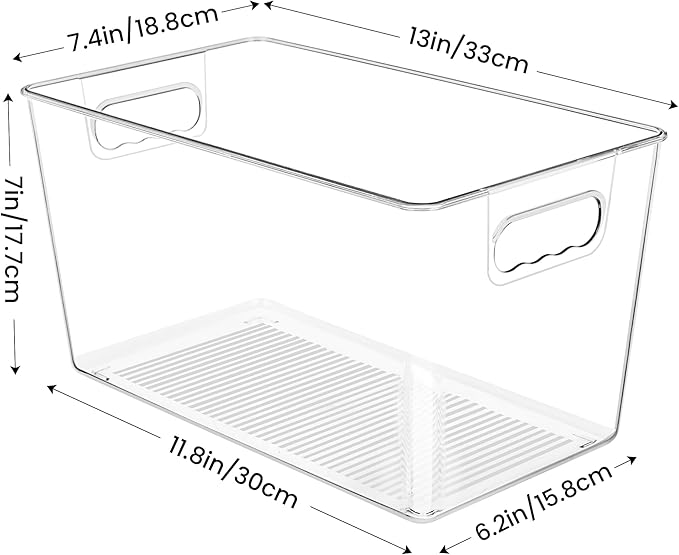 YIHONG 10 Pack Clear Pantry Organizer Bins, Plastic Containers with Handle for Kitchen,Freezer,Cabinet,Closet,Bathroom Under Sink Storage - Image 2