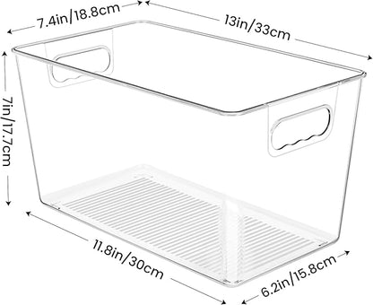 YIHONG 10 Pack Clear Pantry Organizer Bins, Plastic Containers with Handle for Kitchen,Freezer,Cabinet,Closet,Bathroom Under Sink Storage - Image 2