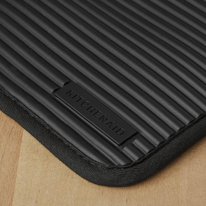 KITCHENAID Ribbed Soft Silicone Pot Holder 2-Pack Set, Matte Black, 7"x9" - Image 2