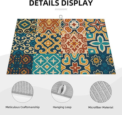 Talavera Mexican Tiles Dish Drying Mats for Kitchen Counter, Large 18"x24" Dish Mats for Drying Dishes, Microfiber Absorbent Dish Drying Pad Rack Mat Kitchen Decor Reusable Washable