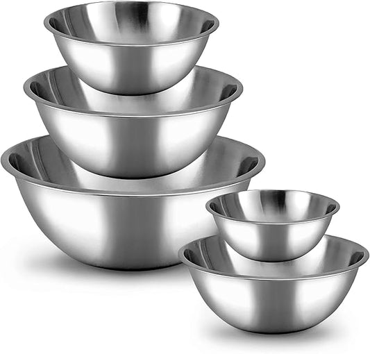 WHYSKO Meal Prep Stainless Steel Mixing Bowl (5-Piece Set) Home, Refrigerator, and Kitchen Food Storage Organizers | Ecofriendly, Heavy Duty, No Lids by WHYSKO