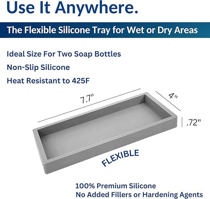 Spacewiser Countertop and Vanity Tray - Small 7.7" Silicone Tray for Soap Dispenser Bottles, Bathroom Trays, Kitchen Sink Soap Trays, Sink Caddy Kitchen Sinks Organizer, Soaps Dish & Sponge Holder Mat