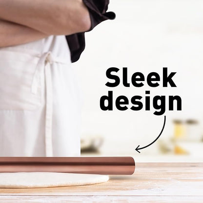 Zulay Kitchen 15.9 inch Professional Stainless Steel Rolling Pin - Lightweight Metal French Rolling Pin - Perfect for Baking, Fondant, Pizza Dough Roller, Dumpling - Copper - Image 8