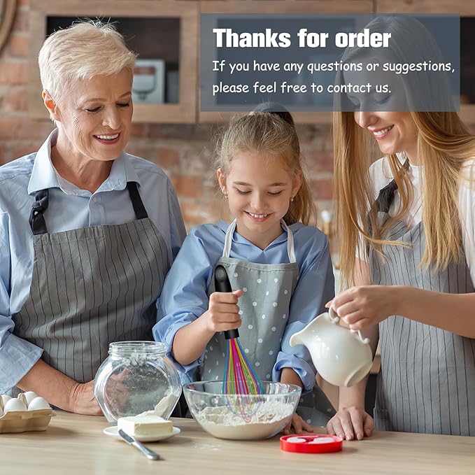 OYV Dishwasher Safe Colorful Silicone Whisk, Sealed Waterproof Design Set of 3, Professional Kitchen Whisks for Cooking Non-Scratch, Silicone & Stainless Steel Whisk, Heat Resistant Balloon Egg Beater - Image 7