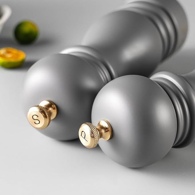 Salt and Pepper Grinder Pepper Mill Grinder Pepper Grinders Shakers Salt Mill Set of 2 with Adjustable Ceramic Rotor 7 Inch Grey - Image 4
