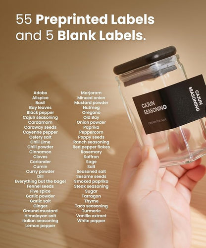 APT 1101 Glass Storage Jars with Bamboo Lid, glass canisters with airtight lids, Clear jars with lids for Spice, Cookie, Candy, Tea, Coffee Bean and Rice (Black, Spice Jar Set (4 oz, set of 12)) - Image 3