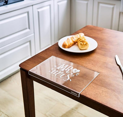 Engagement Gifts Wedding Gift for Couples - Engraved Acrylic Cutting Board with Counter Lip, Clear Countertop Protector, Bride Shower Gift Mr and Mrs Gifts for Couple Aesthetic Kitchen Decor - Image 3