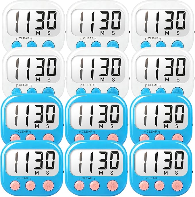 Classroom Timers for Teachers Kids Large Magnetic Digital Timer Teacher Supplies 12 Pack-Blue White by AOUCE