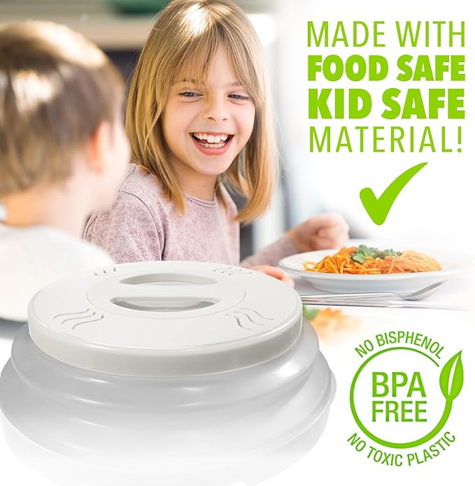 HOVER COVER Magnetic Microwave Splatter Cover with High Power, Strongest Magnetic Grip, Collapsible 12-Inch BPA-Free Food Lid, Vented Plate Guard, Dishwasher Safe, Space-Saving Storage - White - Image 8