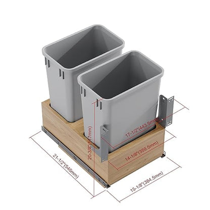 Dowell Double 35Qt Undermount Trash Pull-Out Waste Container with Full Extension Soft-Close Slides, Bottom Mounted, Face Frame/Frameless Min. Cabinet Opening: 15-1/2 Inch Wide-4008 0218 35 - Image 6