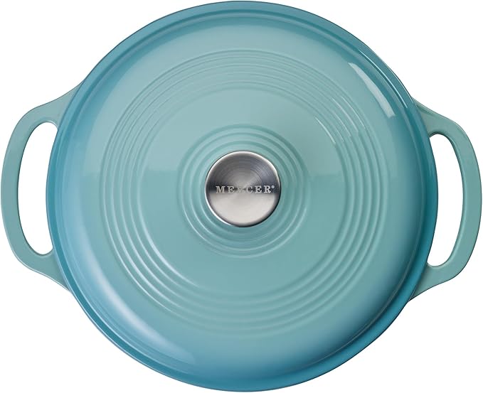 Mercer Culinary Enameled Cast Iron Round Dutch Oven, 6 qt., Aqua - Image 3