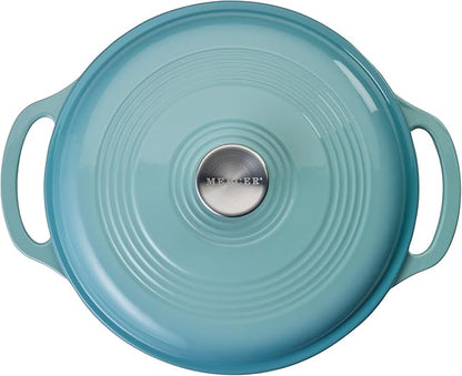 Mercer Culinary Enameled Cast Iron Round Dutch Oven, 6 qt., Aqua - Image 3