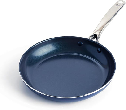 Blue Diamond 10" Nonstick Frying Pan Skillet, Diamond Infused PFAS & PTFE-Free Ceramic Pot, Dishwasher & Oven Safe, Stay Cool Handle, Durable Non Toxic Metal Utensil Safe, Egg & Omelet Pan, Blue by BlueDiamondCookware