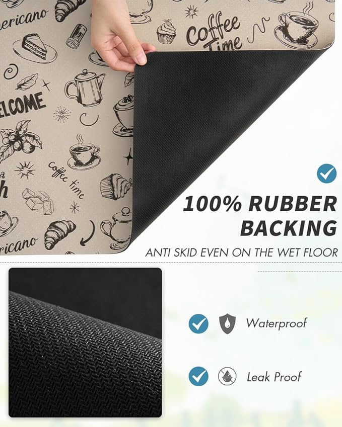 AMOAMI Coffee Mat Hide Stain Rubber Backed Absorbent Dish Drying Mat for Kitchen Counter - Fits Under Coffee Maker & Espresso Machine (16X24, MILK TEA) - Image 5