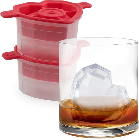 Tovolo Heart Shaped Ice Cubes Mold Pack of 2 Large Craft Ice Molds for Whiskey Bourbon Cocktails, Easy Fill No Leak Silicone Ice Molds Gift for Him Stackable Dishwasher Safe BPA Free Heart Ice by Tovolo