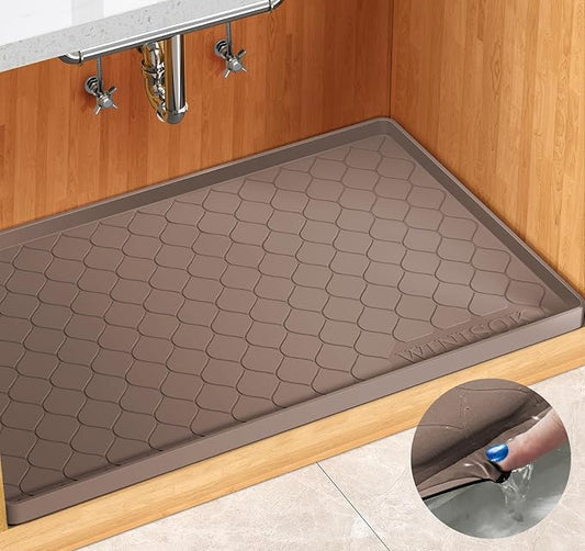 Winisok Silicone Under Sink Mat 34" x 22", kitchen Essentials and Gadgets, Shelf liner and Cabinet Protector, Home Organizers and Storage, Waterproof Bathroom Tray by Winisok