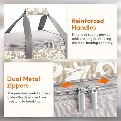 Lifewit Insulated Double Decker Casserole Carrier, Expandable Lasagna Lugger Tote Bag for Hot or Cold Food, Fits 9" x 13" Baking Dish for Potluck Parties, Picnic and Cookouts, Grey-Flowers