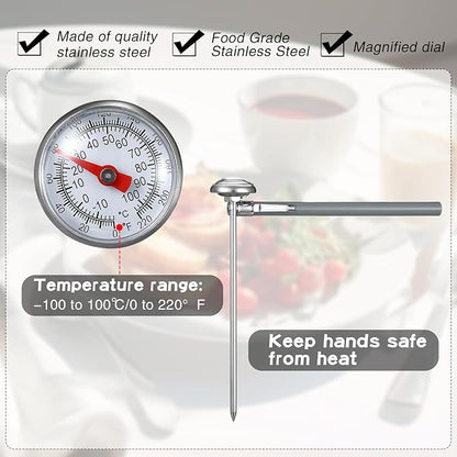Xuhal 3 Pcs Stainless Steel Kitchen Thermometer with 5 Inch Long Stem 1 Inch Dial Thermometer Milk Frothing Food for Oven Probe Meat Grill BBQ Cooking Chocolate Water (Gray,Green,Blue) - Image 4
